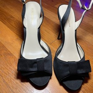 BCBGMaxAzria | Black Satin Bow Heels Size 7.5